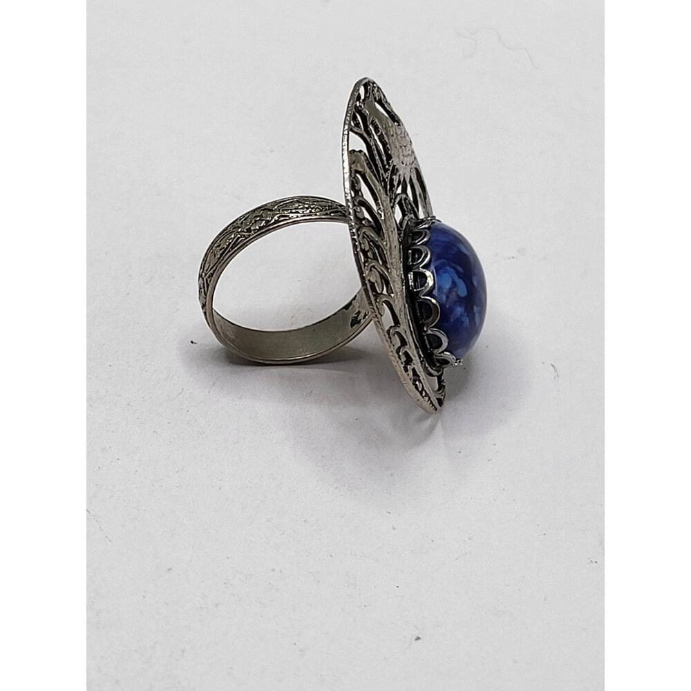 Vintage Peacock Ring Statement Adjustable Silver … - image 3